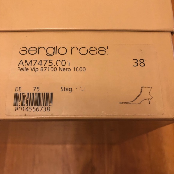 Sergio Rossi Black Leather Zip Pointed Toe Ankle Boots size US 8 EU 38 - Picture 9 of 9